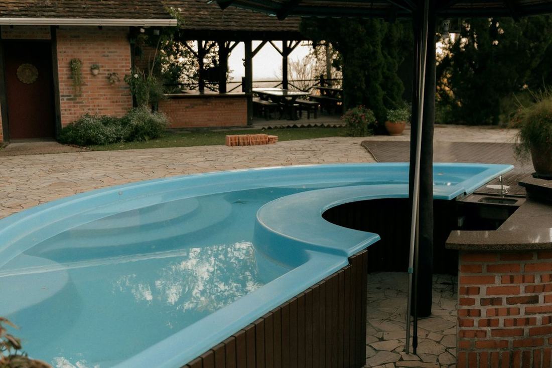 Clear blue backyard pool